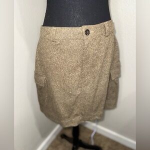 J. Crew Old Money Tan Wool Blend Skirt With Flap Pockets - Size 10